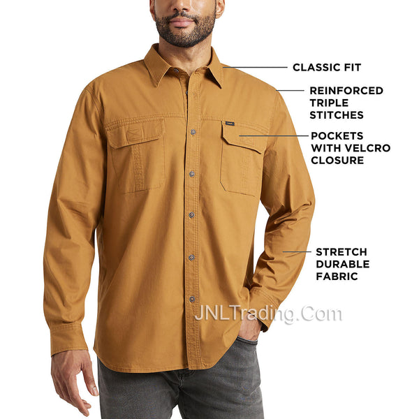 Lee Premium Men's Stretch Canvas Utility Long Sleeve Button Down