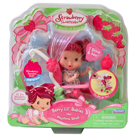 Year 2007 Strawberry Shortcake World of Friends Berry Lil' Babies PLAYTIME STROLL with Strawberry Scented Doll