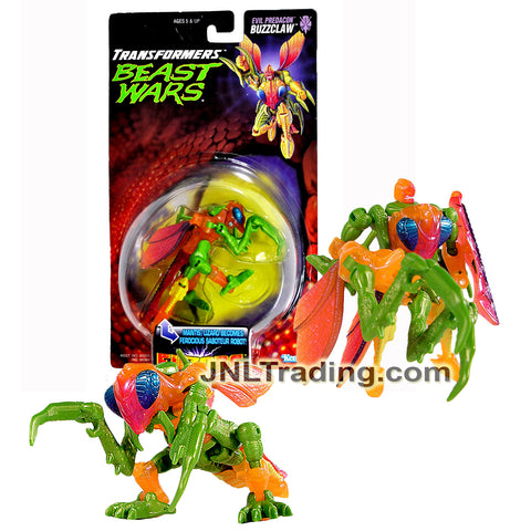 Year 1998 Transformer Beast Wars Fuzors Series Basic Class 5 Inch Tall Figure - Evil Predacon Ferocious Saboteur Robot BUZZCLAW (Mantis/Lizard)