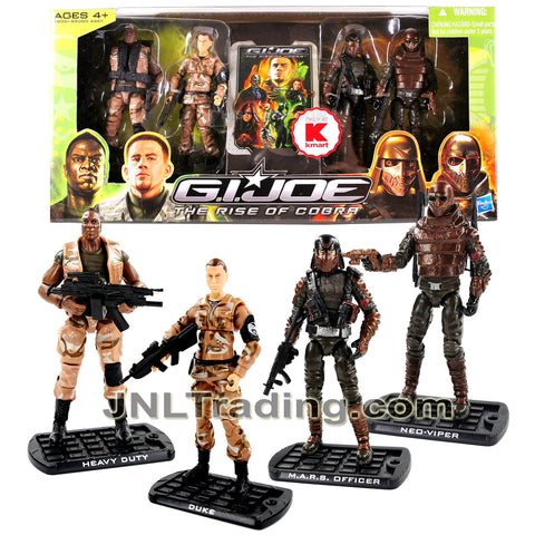 Year 2009 GI JOE Movie Series The Rise of Cobra 4 Pack 4 Inch Figure Set - G.I. JOE Vs COBRA with HEAVY DUTY, DUKE, MARS WEAPONS OFFICER & NEO-VIPER