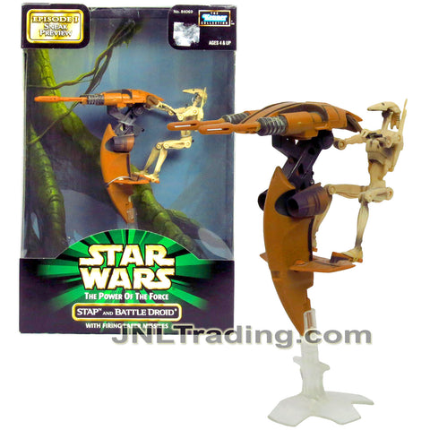 Year 1998 Star Wars The Power of the Force Episode 1 Series Vehicle Set - STAP and BATTLE DROID with Firing Missiles