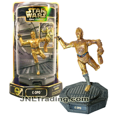 Year 1997 Star Wars The Empire Strikes Back Epic Force Series 5 Inch Tall Figure : C-3PO with Rotating Display Base
