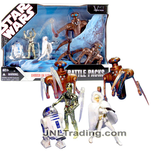 Year 2006 Star Wars Battle Packs Series 4 Inch Figure Set - AMBUSH ON ILUM with R2-D2, C-3PO, PADME AMIDALA and 2 CHAMELEON DROIDS