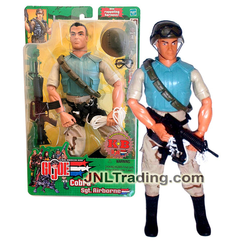 Year 2003 GI JOE vs Cobra A Real American Hero Spy Troops Series 12 Inch Figure - SERGEANT AIRBORNE with Rappel Harness, Rope, Helmet, Goggles & M4 Machine Gun