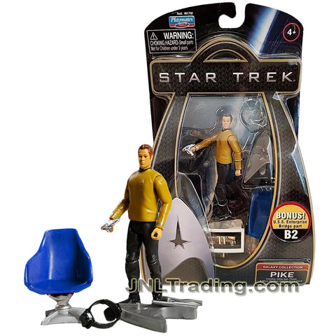 Year 2009 Star Trek Movie Galaxy Collection 4 Inch Figure - PIKE with Utility Belt, Phaser, Silver Starfleet Emblem Figure Stand and Bridge Part B2