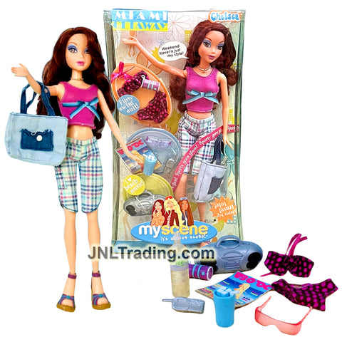 Year 2004 Barbie My Scene Teen Scene 12 Inch Doll - Miami Getaway CHELSEA G6126 with Boombox, Bikini, Phone, Sunglasses, Water Bottle and Purse