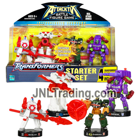 Year 2006 Attacktix Transformers Series 4 Pack Figure Starter Set - Robot SKYBLAST , Fighter Jet SKYBLAST, OVERHAUL and DIRTBOSS