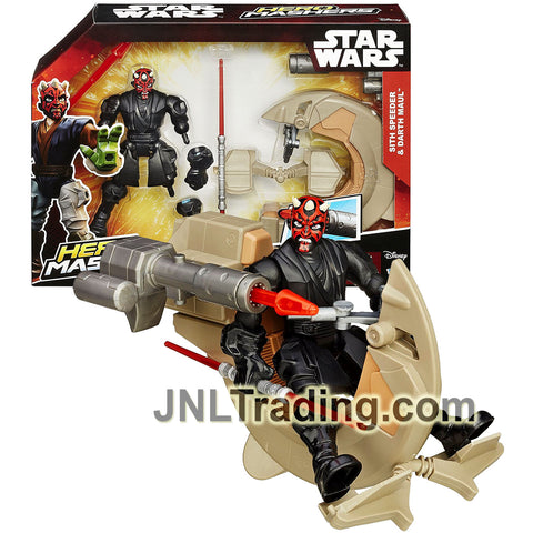 Year 2015 Star Wars Hero Mashers Series 6 Inch Figure with Vehicle Set - SITH SPEEDER and DARTH MAUL with Double Lightsaber and Missile Launcher