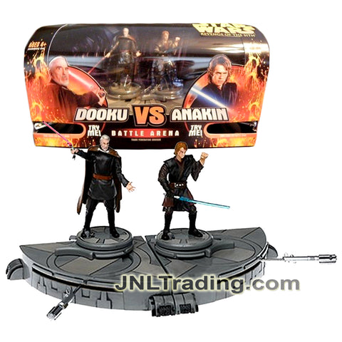Year 2005 Star Wars Revenge of the Sith Series 4 Inch Tall Figure - TRADE FEDERATION CRUISER Battle Arena with COUNT DOOKU vs ANAKIN SKYWALKER