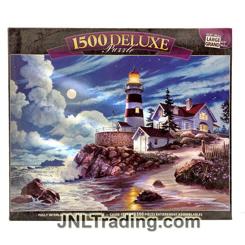 Year 2007 MEGA Brand 1500 Pcs Deluxe Puzzle - Moonlit Lighthouse(32.75" x 22.5")