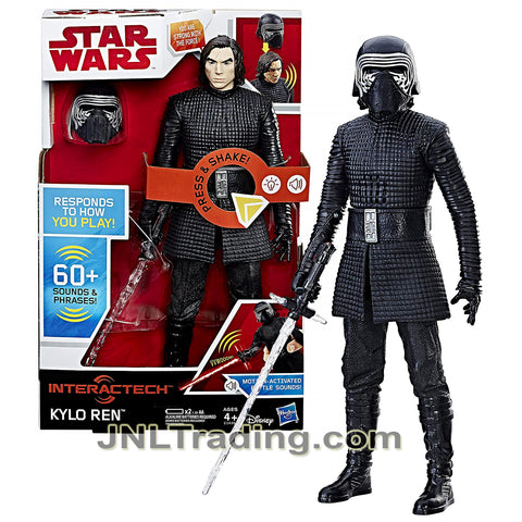 Year 2017 Star Wars The Last Jedi 12 Inch Interactech Electronic Figure - KYLO REN with Light-Up Lightsaber, Motion Activated Sounds and Helmet