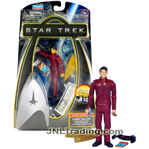 Year 2009 Star Trek Movie Galaxy Collection 4 Inch Figure CADET McCOY with Belt, Phaser, Tablet, Gold Starfleet Emblem Figure Stand & Bridge Part B10
