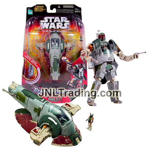 Year 2007 Star Wars Transformers Series 7 Inch Figure - BOBA FETT SLAVE I with 2 Pistol, Missile Launcher and Boba Fett Mini Pilot