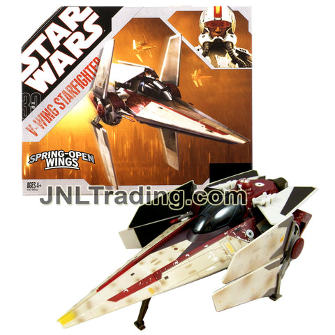 Year 2006 Star Wars Revenge of the Sith Vehicle Set : V-WING STARFIGHTER with Opening Canopy, Extendable Landing Gear and Missile Launcher Cannons
