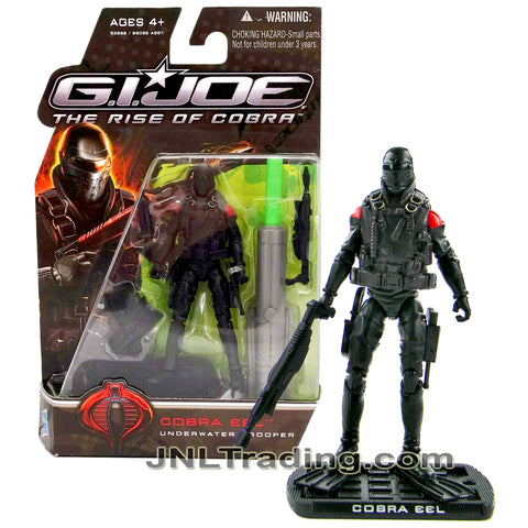 Year 2009 GI JOE Movie The Rise of Cobra 4 Inch Figure - Underwater Trooper COBRA EEL with Gun, Knife, Harpoon, Flipper, Missile Launcher & Base