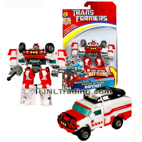 Year 2007 Transformers Fast Action Battlers Series 6 Inch Tall Figure - Autobot RESCUE TORCH RATCHET with Blasting Torch Attack (Hummer H2)