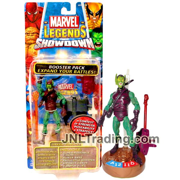 Year 2006 Marvel Legends Showdown Series 4 Inch Figure - GREEN GOBLIN with Power Base, Glider, Missile Shooter, Power Cards and Battle Tile Year 2006 Marvel Legends Showdown Series 4 Inch Figure - GREEN GOBLIN with Power Base, Glider, Missile Shooter, Power Cards and Battle Tile