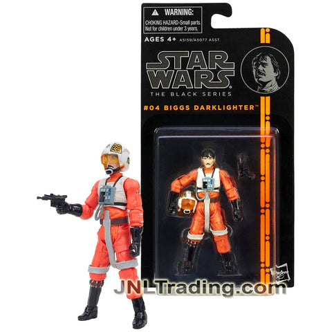 Year 2013 Star Wars The Black Series 4 Inch Tall Figure #04 : X-Wing Pilot BIGGS DARKLIGHTER with Helmet and Blaster Gun