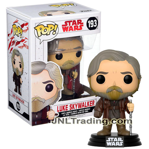 Funko Pop! Star Wars The Last Jedi Series 4 Inch Tall Vinyl Bobble Head Figure #193 : LUKE SKYWALKER with Staff and Display Base