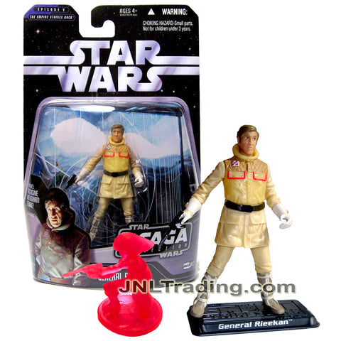 Year 2006 Star Wars The Saga Collection The Empire Strikes Back 4 Inch Figure - GENERAL RIEEKAN with Blaster, Display Base and Rebel Trooper Hologram