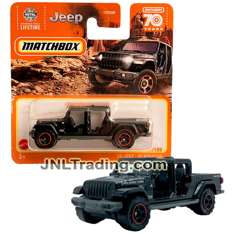 Year 2023 Matchbox MBX Metal Lifetime Series 1:64 Scale Die Cast Metal Car #88 - Black Mid-Size Pick-Up Truck '20 JEEP GLADIATOR HXD41
