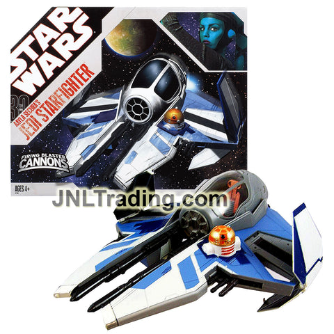 Year 2008 Star Wars The Clone Wars Series Vehicle Set - AAYLA SECURA'S JEDI STARFIGHTER with Opening Canopy, Blaster Cannon and Sprung Open Wings