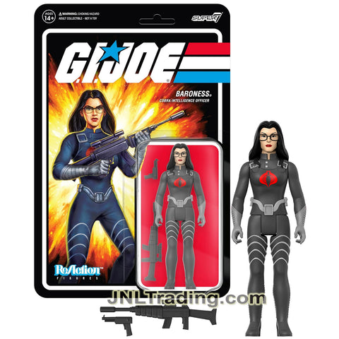 Year 2021 GI JOE Super 7 Reflction 4 Inch Tall Figure - Cobra Intelligence Officer BARONESS with Gun and Rifle