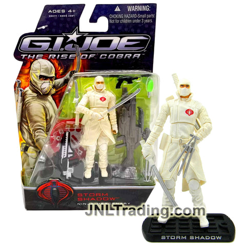 Year 2008 GI JOE Movie The Rise of Cobra 4 Inch Figure - Ninja Mercenary STORM SHADOW with Rifle, Gun, Swords, Disc Launcher, Claw & Display Base