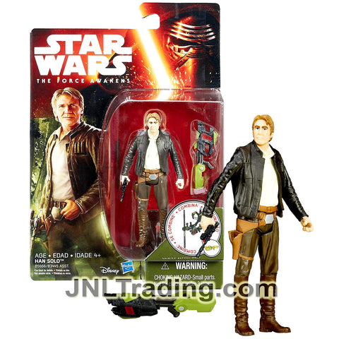 Year 2015 Star Wars The Force Awakens Series 4 Inch Tall Action Figure - HAN SOLO with Blaster Rifle and Gun