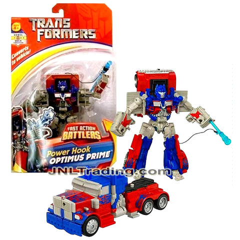 Year 2006 Transformer Fast Action Battlers Series 6 Inch Tall Figure - Power Hook OPTIMUS PRIME with Power Hook Launcher (Rig Truck)