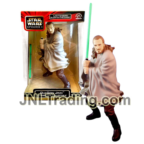Year 1999 Star Wars Episode 1 The Phantom Menace Character Collectible Series 9.5 Inch Figure : QUI-GON JINN with Glow-In-The-Dark Lightsaber