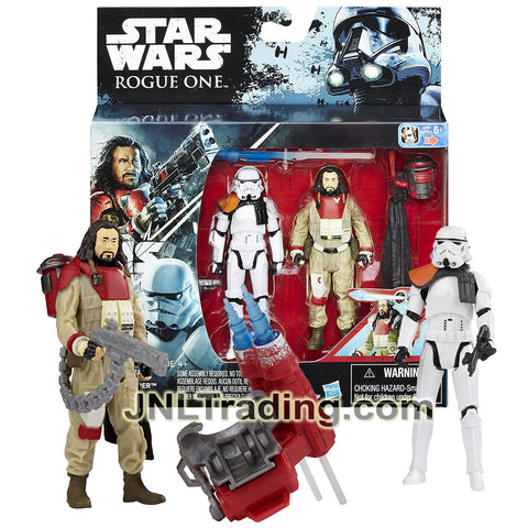 Year 2016 Star Wars Rogue One Series 2 Pack 4 Inch Figure Set - BAZE MALBUS & IMPERIAL STORMTROOPER with Backpack, Heavy Cannon and Missile Launcher