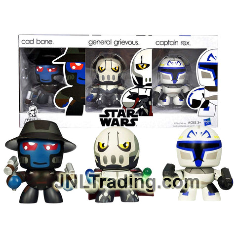 Year 2010 Star Wars Mini Muggs Series Figure - Bounty Hunter CAD BANE, Droid Army Supreme Commander GENERAL GRIEVOUS and Clone Trooper CAPTAIN REX