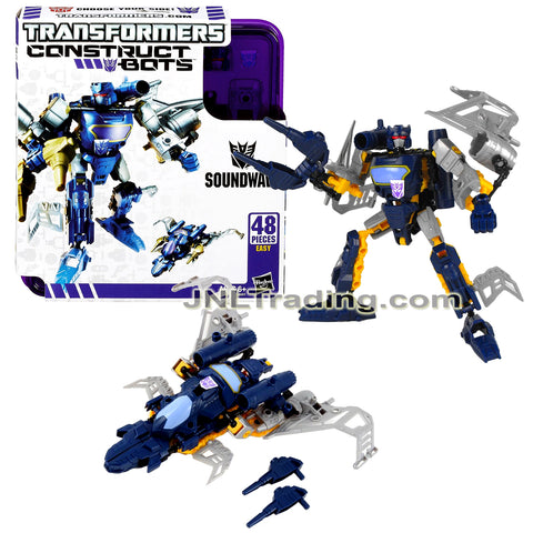 Year 2013 Transformers Construct-Bots Series 6 Inch Tall Elite Class Figure - Decepticon SOUNDWAVE with Vehicle Mode as Fighter Jet (48 Pcs)
