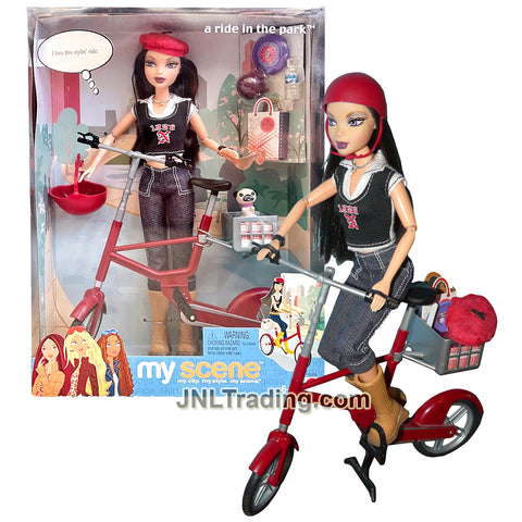 Year 2003 Barbie My Scene 12 Inch Doll - A Ride in the Park NOLEE with Helmet, Puppy, Hat and Bicycle