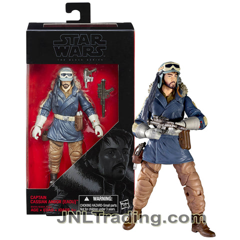 Year 2016 Star Wars The Black Series Rogue One 6 Inch Tall Figure - CAPTAIN CASSIAN ANDOR (EADU) with Removeable Hat and 2 Blasters