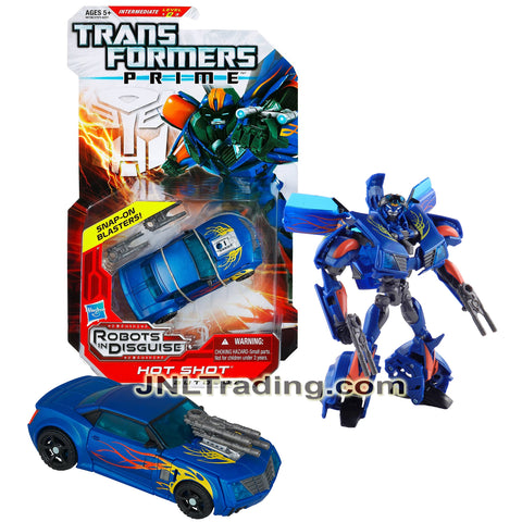 Year 2011 Transformers RID Prime Series Deluxe Class 6 Inch Tall Figure #9 - Autobot HOT SHOT with 2 Snap-On Blasters (Sports Car)