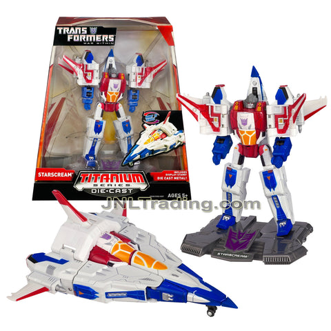 Year 2006 Transformers Titanium Die-Cast Series 6 Inch Tall Figure - Decepticon STARSCREAM with Display Base (Fighter Jet)