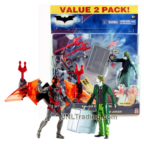 Year 2008 DC Comics The Dark Knight Series 2 Pack 6 Inch Tall Figure Set - BATTLE CAPE BATMAN Vs DESTRUCTO-CASE THE JOKER