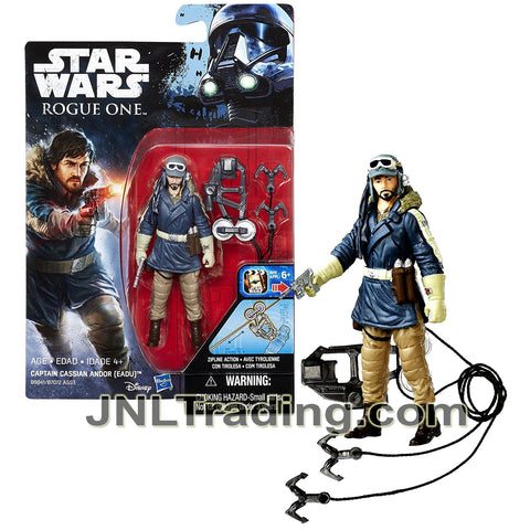 Year 2016 Star Wars Rogue One Series 4 Inch Figure - CAPTAIN CASSIAN ANDOR (EADU) with Blaster Gun and Zip Line Pack