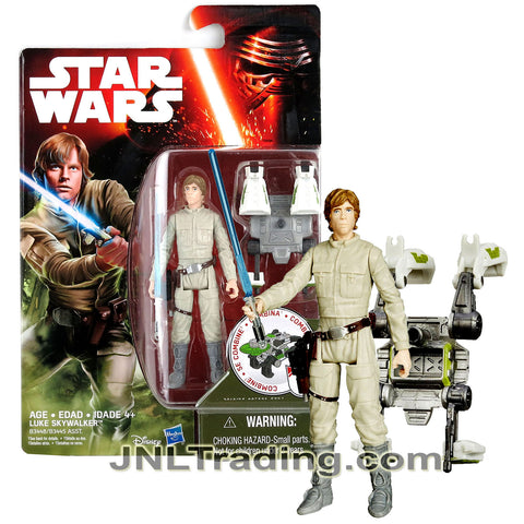 Year 2015 Star Wars The Empire Strikes Back 4 Inch Figure - LUKE SKYWALKER with Blue Lightsaber and Build A Weapon Part #3