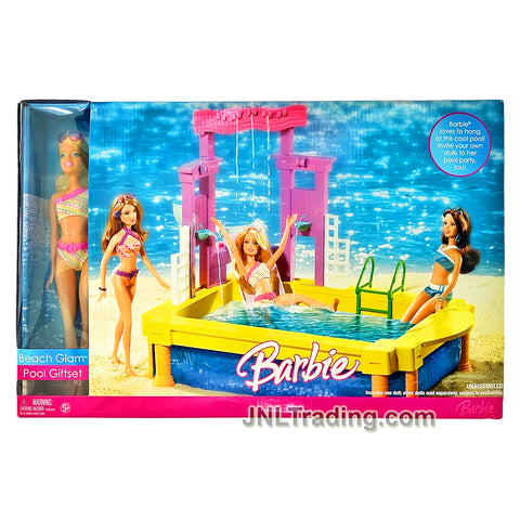 Year 2006 Barbie Beach Glam Pool Giftset L3785 with Caucasian Model SUMMER and Swimming Pool