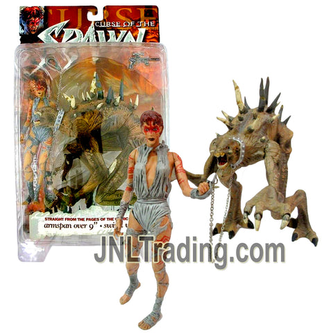 Year 1998 McFarlane's Toy Curse of the Spawn Series 6 Inch Figure : JESSICA PRIEST & MR. OBERSMITH with Blaster and Chain Lease