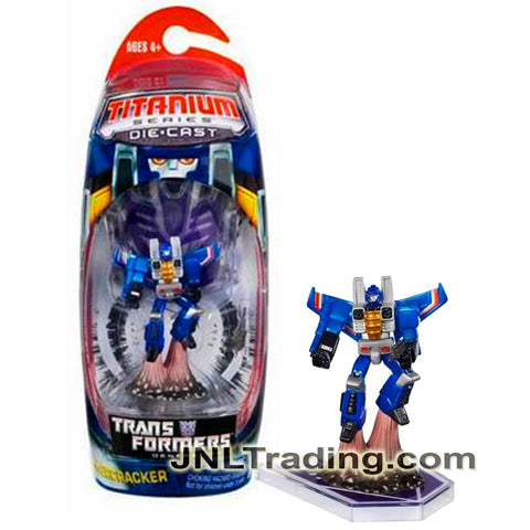 Year 2006 Transformers Titanium Die Cast Series 3 Inch Tall Figure - Decepticon THUNDERCRACKER with Blaster Gun and Display Base