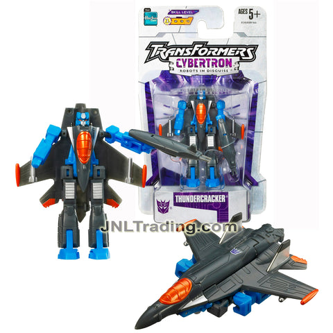 Year 2005 Transformers Cybertron Series Legends Class 3 Inch Figure - Hyperactive Decepticon Air Warrior and Daredevil THUNDERCRACKER (Fighter Jet)
