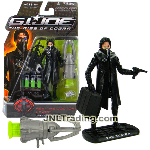 Hasbro GI JOE Movie The Rise of Cobra Series 4" Tall Figure -  Black Coat Experimental Chief REX "THE DOCTOR" LEWIS with Gun, Suitcase, Rifle & Base