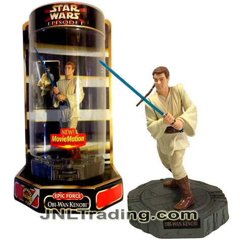 Year 1999 Star Wars Episode 1 The Phantom Menace Epic Force Series 6 Inch Tall Figure : OBI-WAN KENOBI with Lightsaber and Rotating Display Base