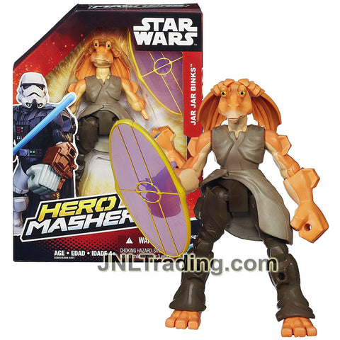 Year 2015 Star Wars Hero Mashers Series 6 Inch Figure - JAR JAR BINKS with Shield