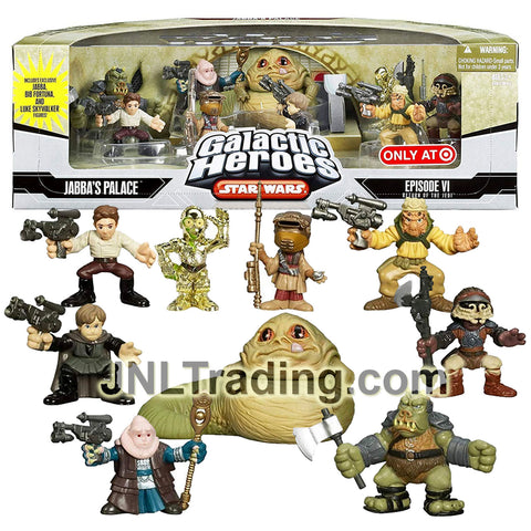 Year 2007 Star Wars Galactic Heroes Set JABBA'S PALACE with C-3PO, Han Solo, Lando , Leia, Luke , Skiff Guard, Jabba, Bib Fortuna & Gamorrean Guard