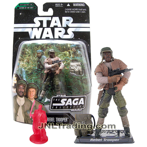 Year 2006 Star Wars The Saga Collection Return of the Jedi 4 Inch Figure - REBEL TROOPER with Blaster, Display Base and Obi-Wan Kenobi Hologram